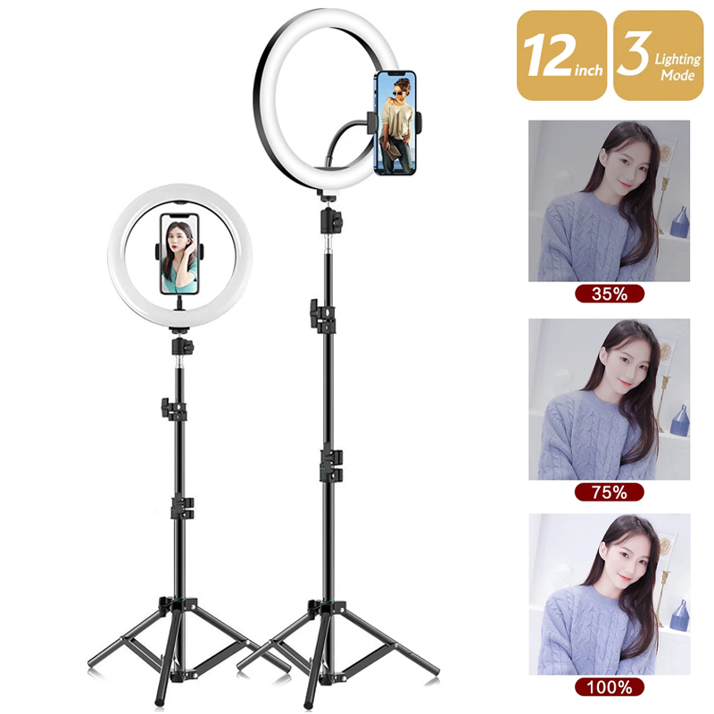 Photography Lighting Set - Okrągłe lampy LED z możliwością ściemniania