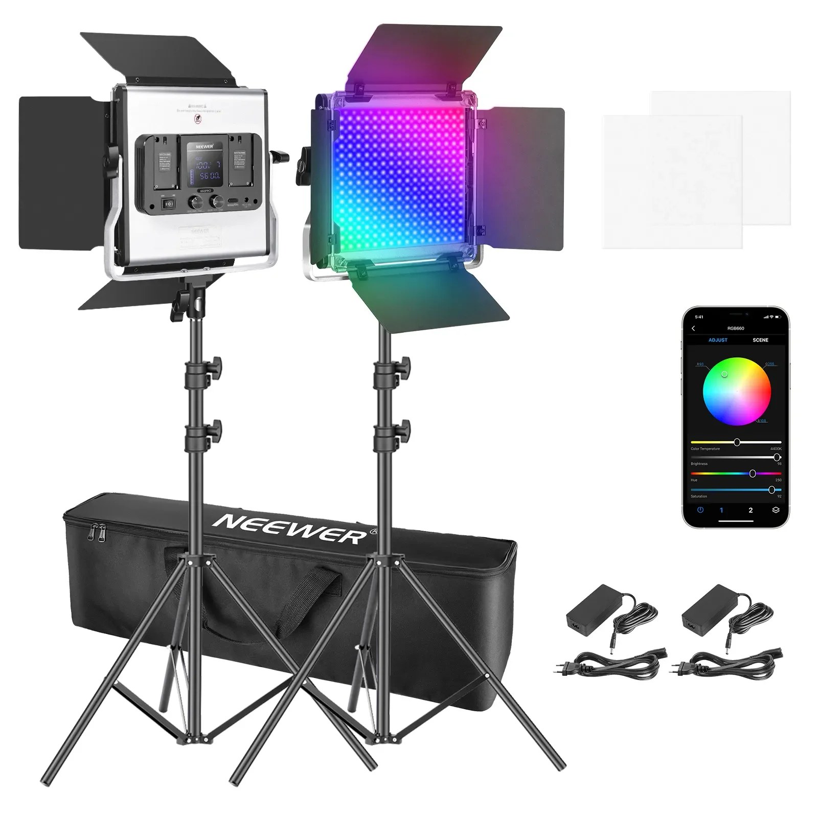 Photography Lighting Kit Neewer - Neewer 2 sztuki 660 RGB LED