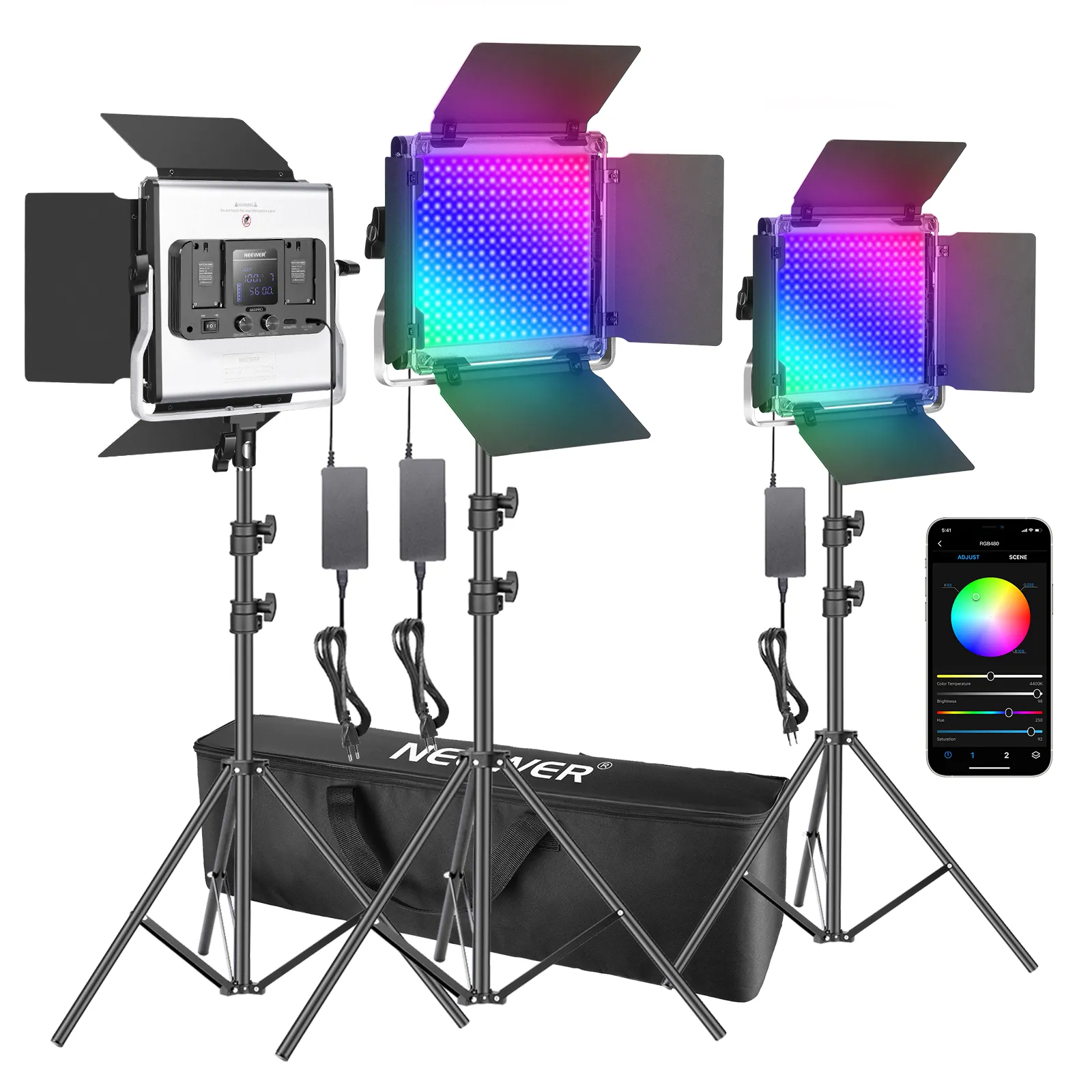 Neewer 3 Zestawy 480 RGB LED L – Photography Lighting Kit Neewer recenzja i cena